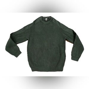 Vintage Timberland Sweater Heavy Cotton Ribbed Pullover Large Olive Green